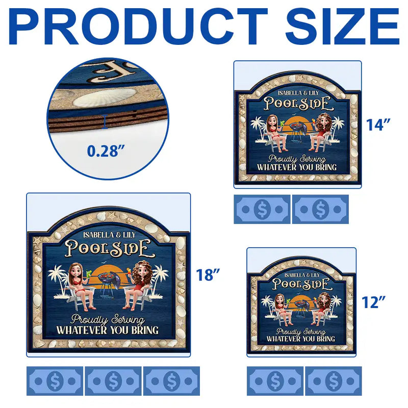3D Effect Sea Shells Frame Poolside Paradise - Personalized Custom Shaped Wood Sign