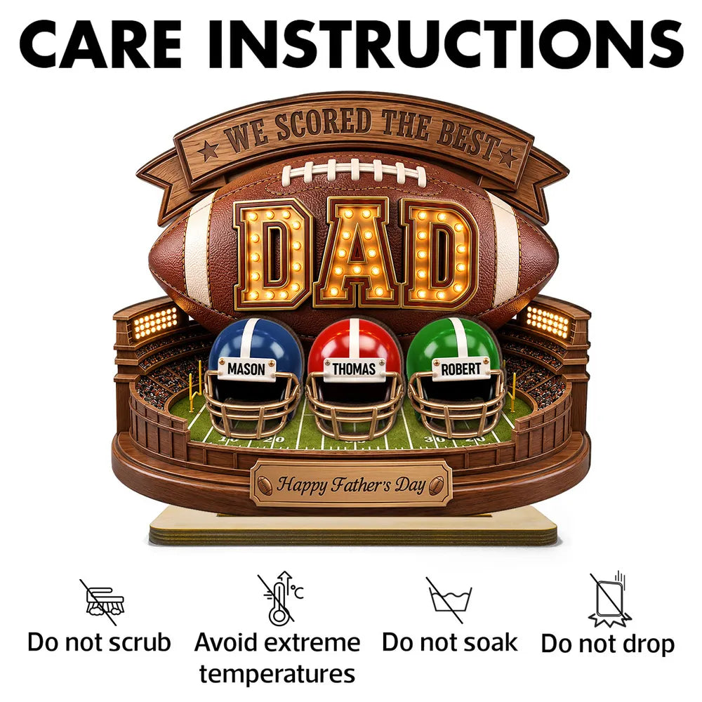American Football Best Dad - Personalized Wooden Plaque - Father's Day Gift For Dad, Husband
