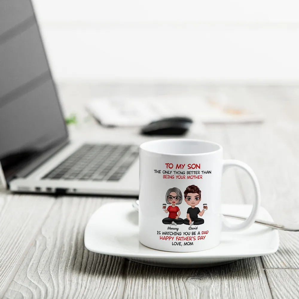 Heartfelt Tribute From Mom To Son Personalized Ceramic Mug, Father's Day Gift For Son