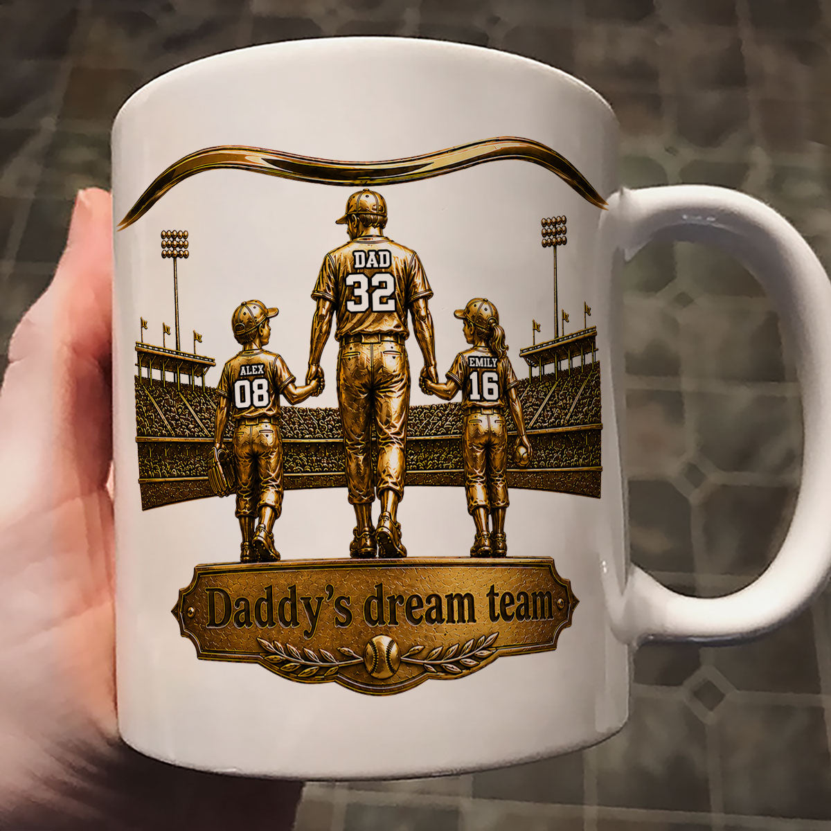 Luxury Daddy's Dream Team - Personalized Mug - Father's Day Gift for Dad, Grandpa, Husband