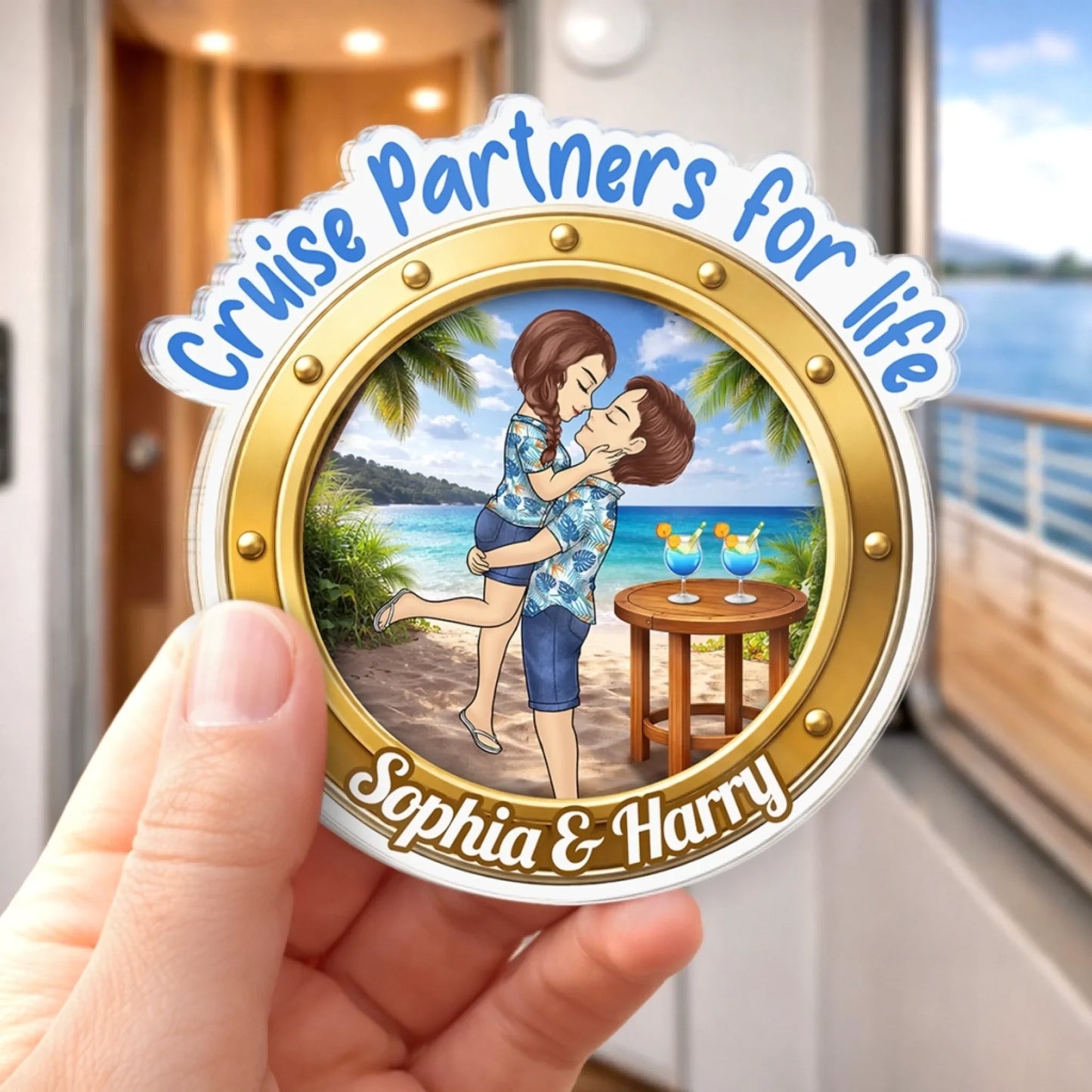 Custom Cruise Ship Door Magnet - Personalized Summer Vacation And Travel Gifts For Husband And Wife, Him And Her - Sunsets And Love All Summer