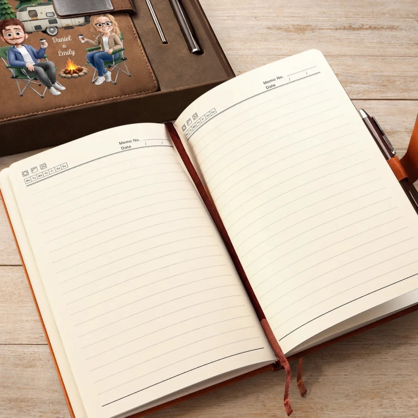 Personalisiertes Notizbuch aus PU-Leder – Geschenk Für Camper & Campingpaare – Erinnerungen Sammeln