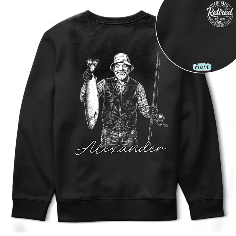 Custom Photo White Pencil Sketch Art O'Fishally Retired - Personalized T Shirt