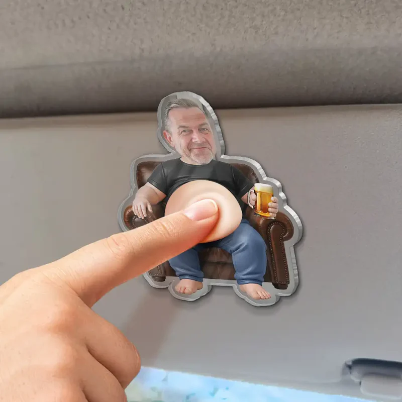 Custom Photo Chilling Dad Bod - Personalized Squishy Acrylic Car Visor Clip