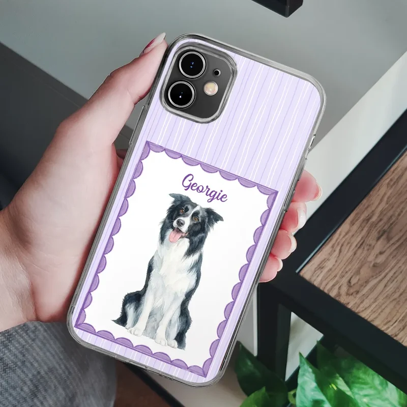 Custom Photo Colored Pencil Sketch Dog Cat Pet Portrait - Personalized Clear Phone Case