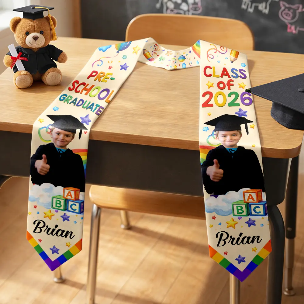Custom Photo Cute Graduation Kid Rainbow - Personalized Kid Graduation Stole