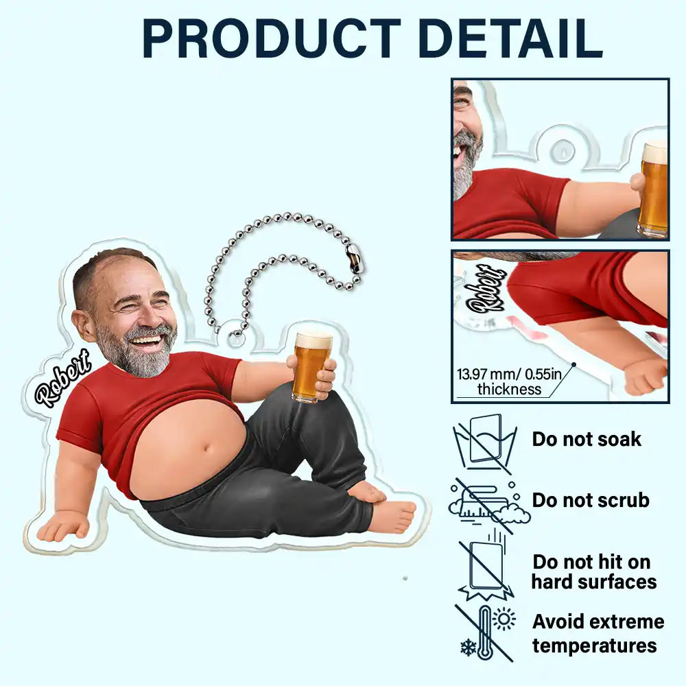 Custom Photo Funny Dad Bod Belly - Personalized Acrylic Car Hanger