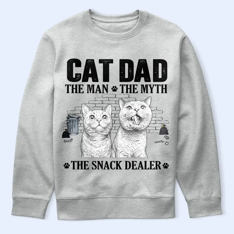 Custom Photo Pencil Sketch Art Cat Dad The Man The Myth The Snack Dealer - Personalized T Shirt