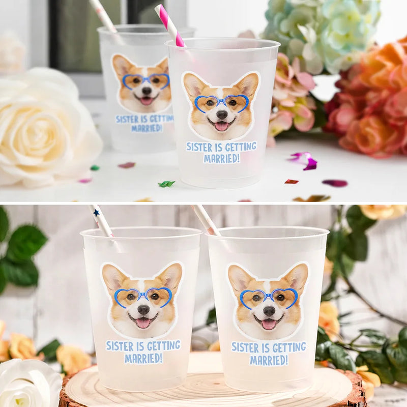 Custom Photo Pet Face Bachelorette Party - Personalized Frosted Cups