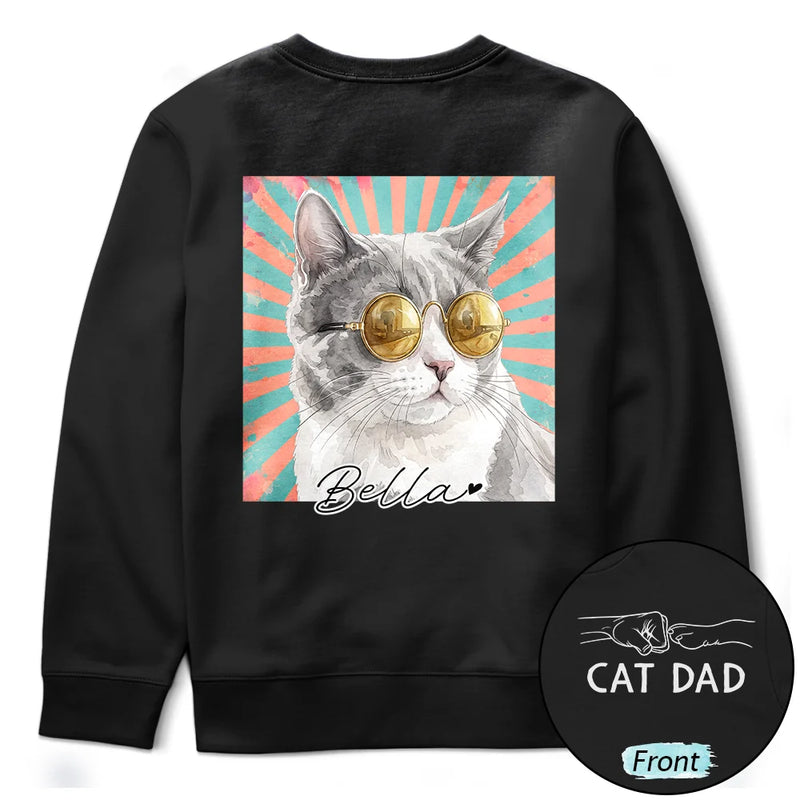 Custom Photo Realistic Watercolor Art Dog Cat Dad Mom Pet Lover Hand Punch - Personalized T Shirt