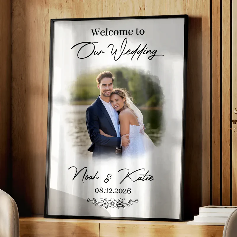 Custom Photo Wedding Couple Welcome To Our Forever - Personalized Poster