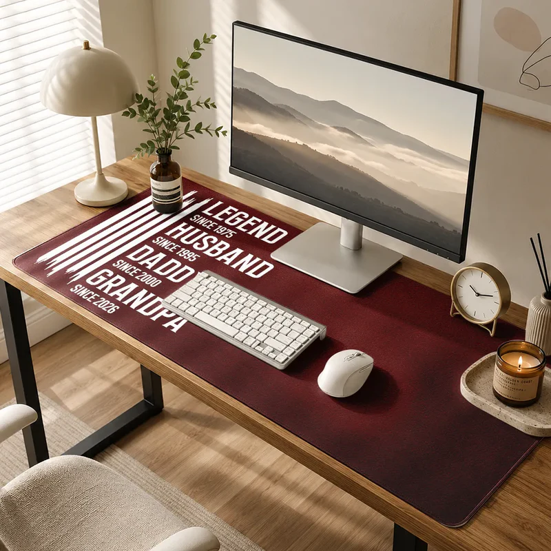 The Original Legend Legend Husband Daddy Grandpa - Personalized Leather Desk Mat