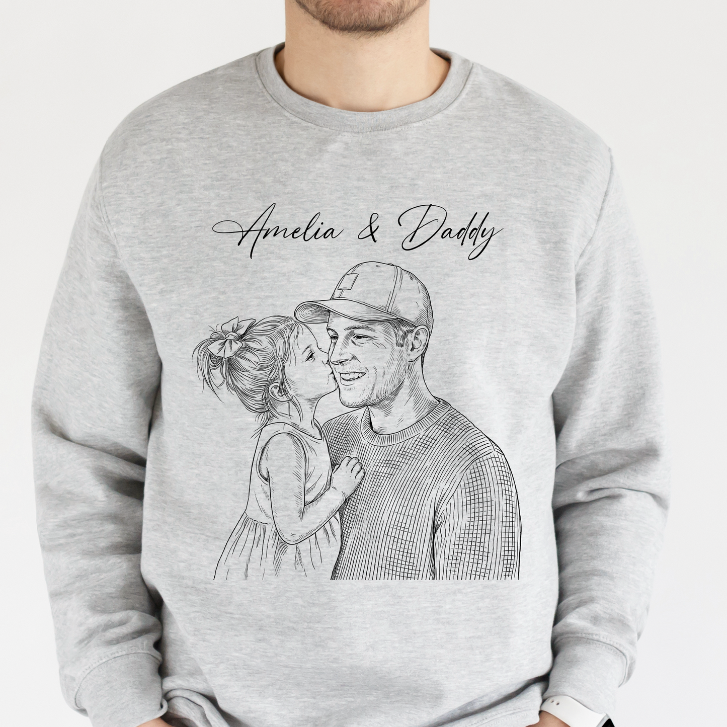 Father's Day Gifts, Father's Day Gift For Husband, Dad Custom Photo Sketch Line Art - Personalized Shirt