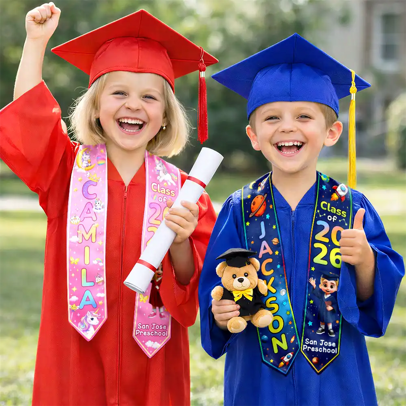 Graduation Kid Dinosaur Unicorn - Personalized Kid Graduation Stole