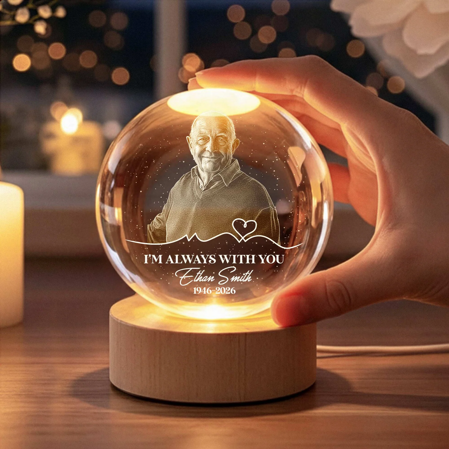 I'm Always With You Memorial Remembrance Gift - Personalized Night Light