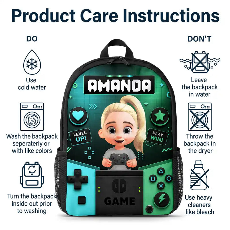Little Boy Girl Playing Game - Personalized Kids Backpack
