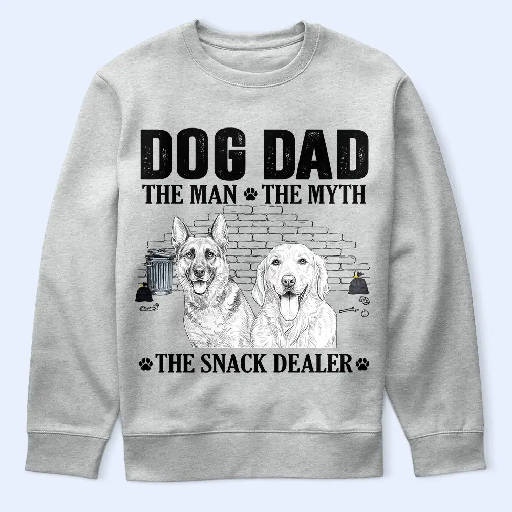 Custom Photo Pencil Sketch Art Dog Dad The Man The Myth The Snack Dealer - Personalized T Shirt