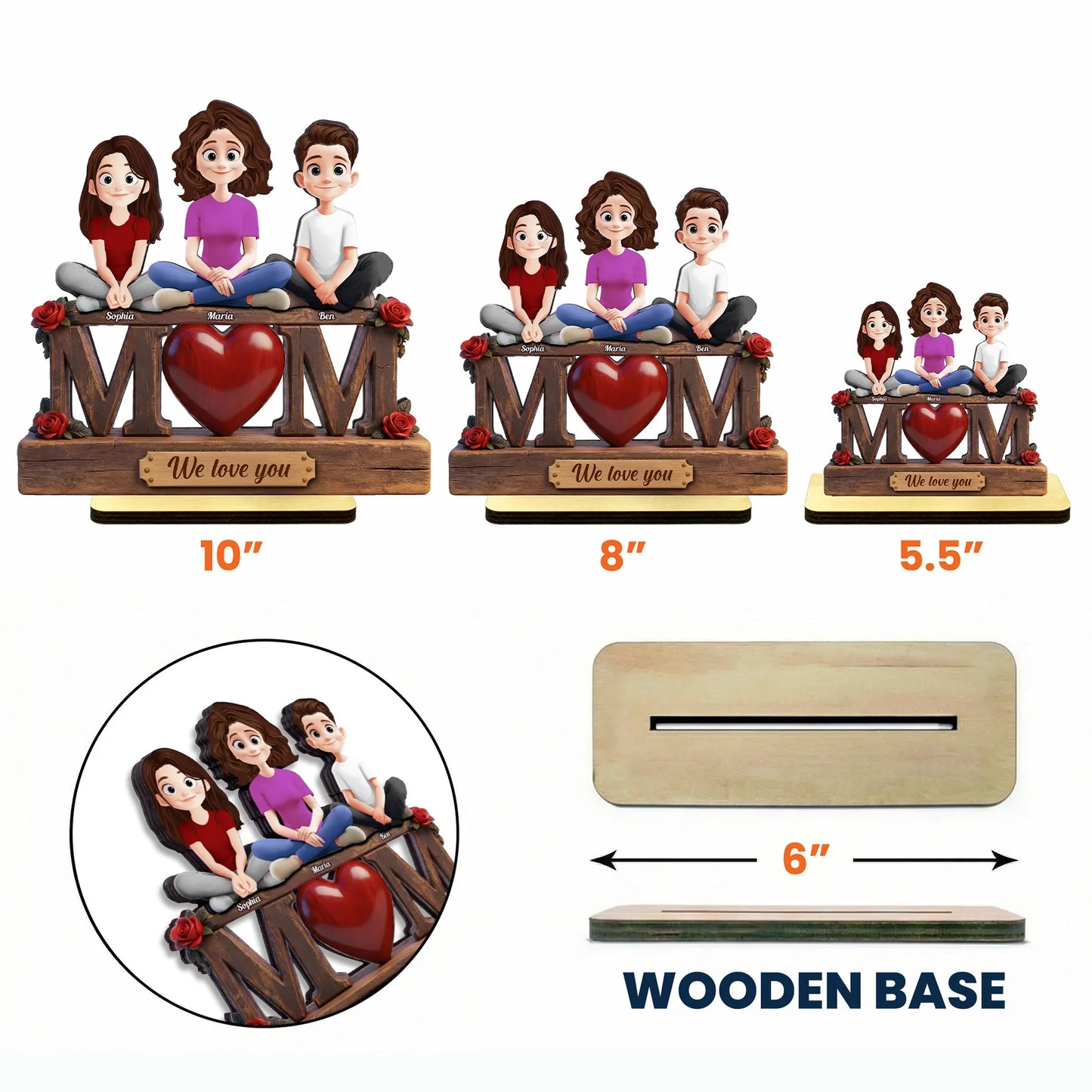 Mom We Love You Mother's Day Gift For Her, Wife, Mom - Personalized Wooden Plaque