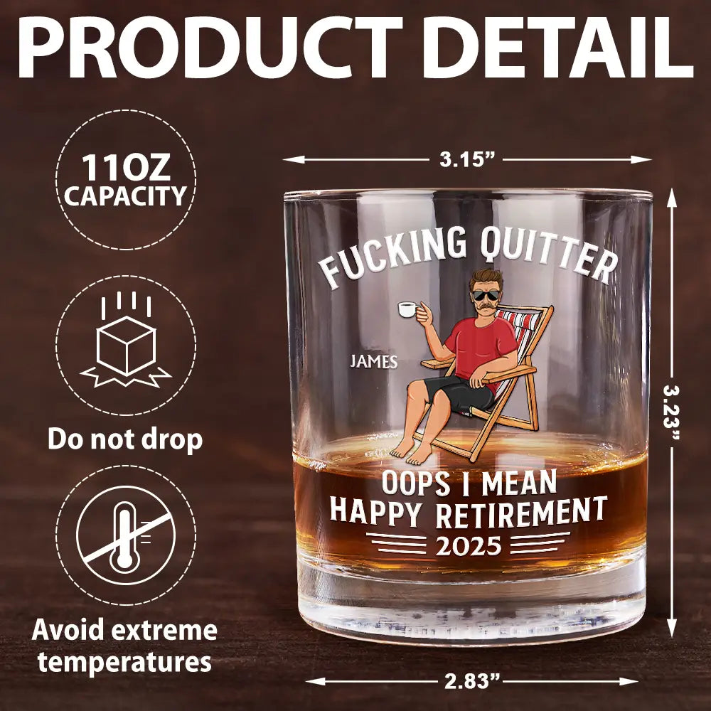 Oops I Mean Happy Retirement - Personalized Whiskey Glass