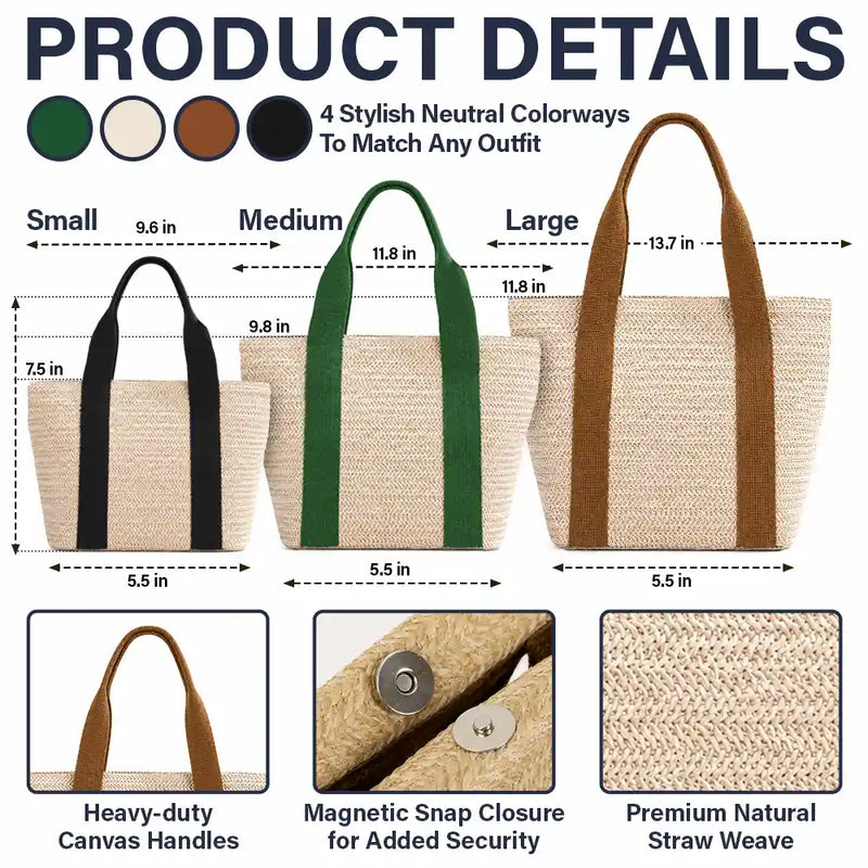 Colorful Name In Style - Personalized Straw Beach Bag