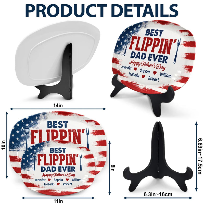 Stars & Stripes Best Flippin' Dad Ever - Personalized Plate