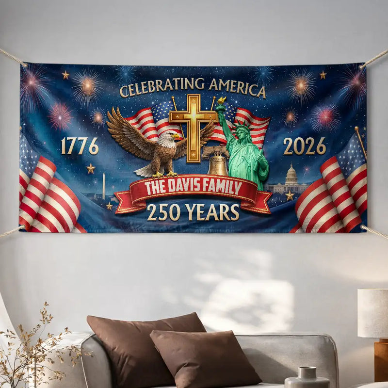 3D Effect Celebrating America 250 Years - Personalized Horizontal Banner