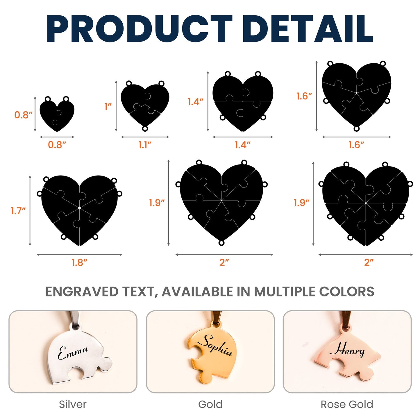 Friendship Puzzle Hearts - Personalized Heart Puzzle Name Necklace - Gift For Friend