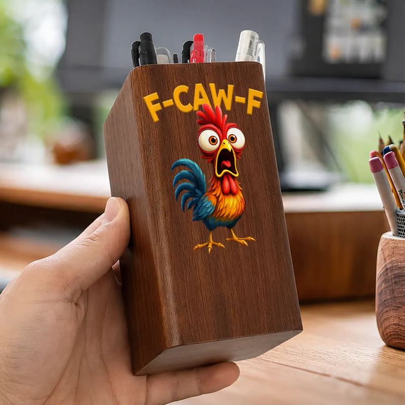 Funny Chicken F-Caw-F - Personalized Pen Holder With Clock