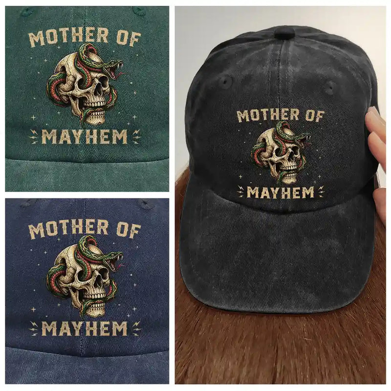 Father Of Mayhem - Personalized Vintage Washed Denim Cap