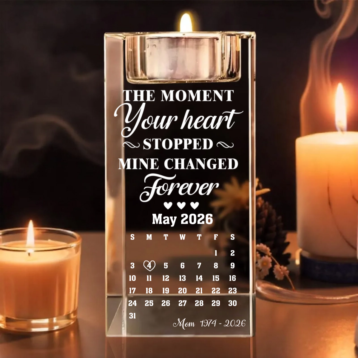 The Moment - Personalized Custom Engraved Crystal Candle Holder