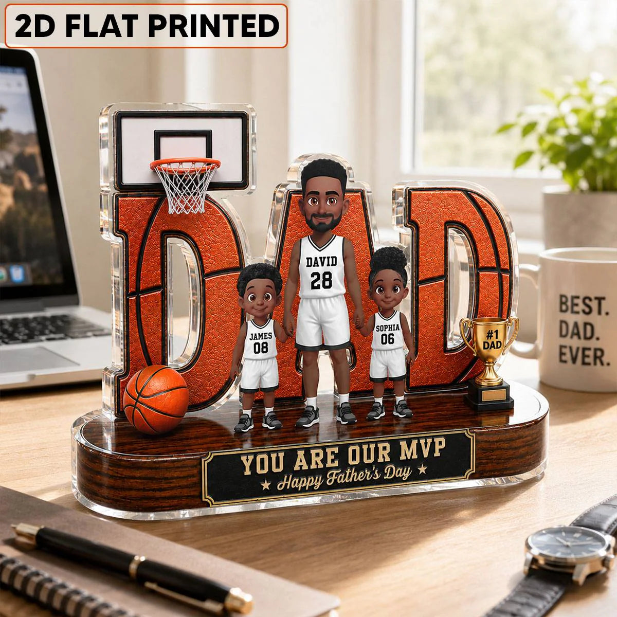Basketball Dad Legend You Are Our MVP 2D Flat Printed - Personalized Acrylic Block Plaque - Father's Day Gift For Dad, Husband, Basketball Fans