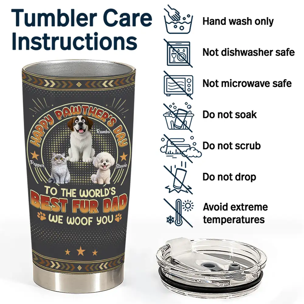 Animate Dog Cat Happy Pawther's Day - Personalized Tumbler