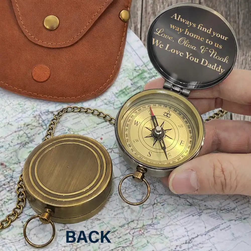 Not All Who Wander Are Loss Dad & Children - Personalized Engraved Brass Compass