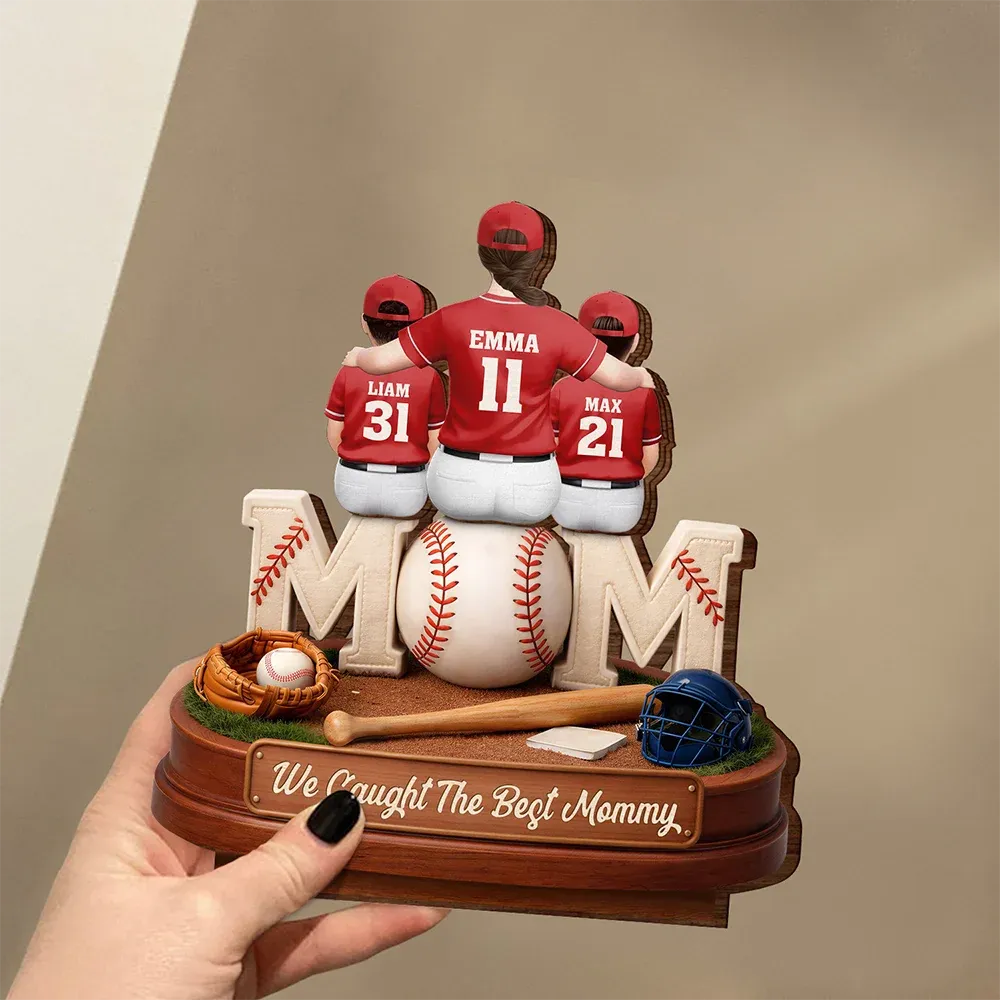3D Effect Baseball We Caught The Best Mom Dad - Personalized Custom Shaped Wooden Plaque