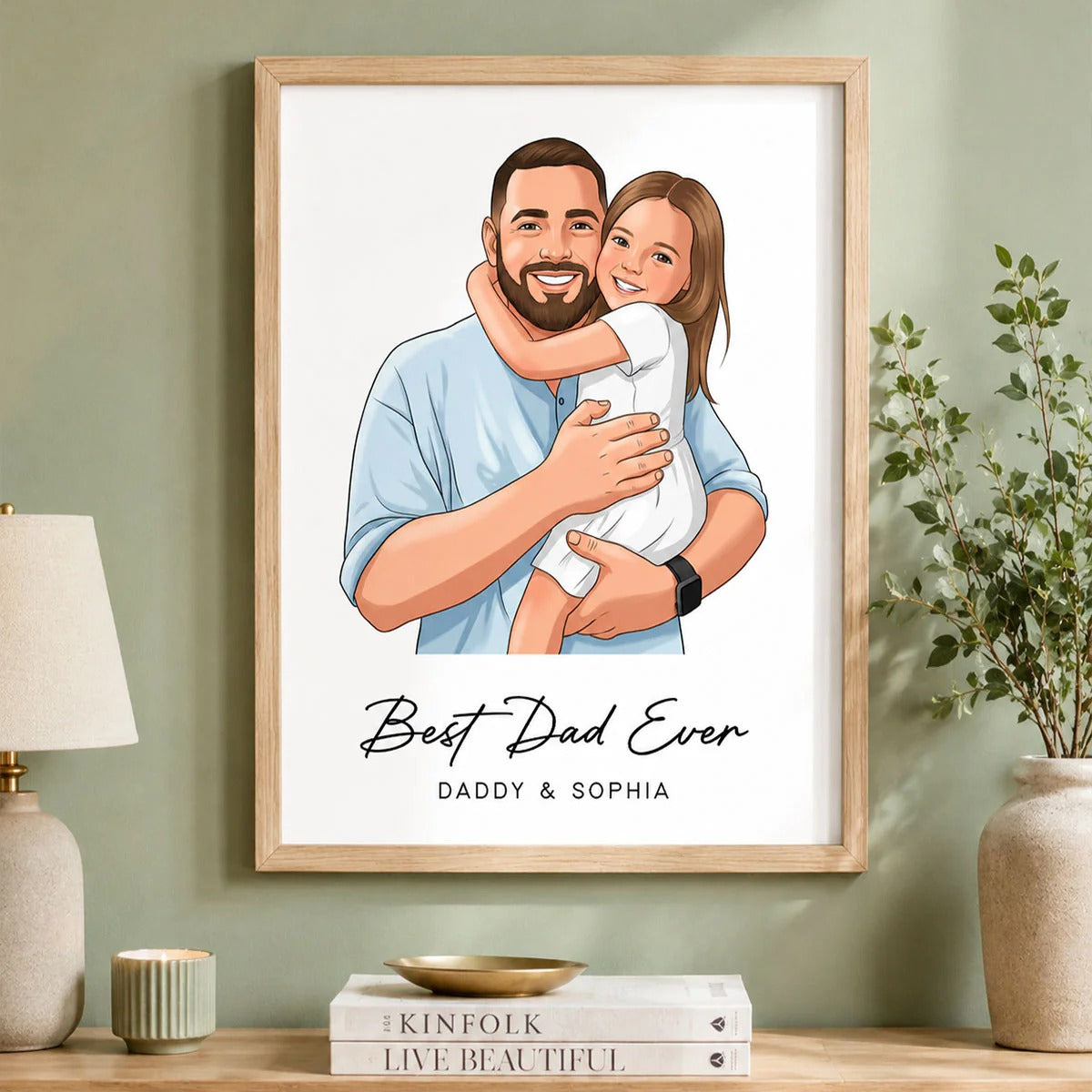 Portrait Color Drawing Style Best Dad Ever - Personalized Poster - Father's Day Gift For Dad, Husband