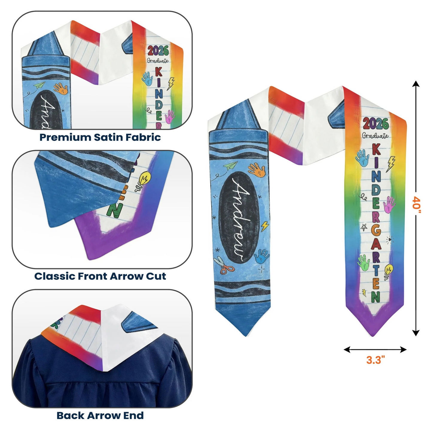 Kid Pencil Graduation Custom Name - Personalized Graduation Stole