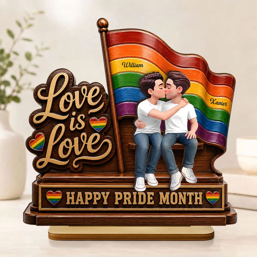 Happy Pride Month LGBT Couple - Personalized Wooden Plaque - Heartfelt Gift for Her, Gift for Him