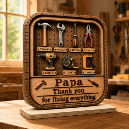 Dad Grandpa Tool Box - Personalized Wooden Plaque - Father's Day Gift For Dad, Husband