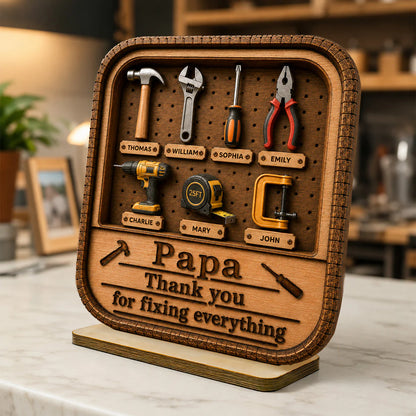 Dad Grandpa Tool Box - Personalized Wooden Plaque - Father's Day Gift For Dad, Husband