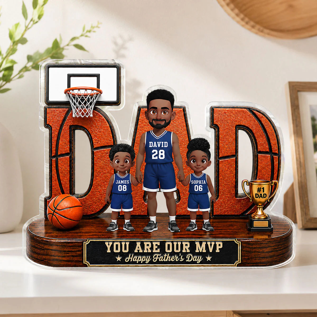 Basketball Dad Legend You Are Our MVP 2D Flat Printed - Personalized Acrylic Block Plaque - Father's Day Gift For Dad, Husband, Basketball Fans
