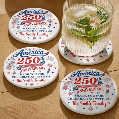 250th Anniversary Thank You For Celebrating With Us - Personalized Ceramic Coaster