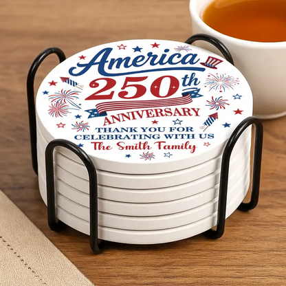 250th Anniversary Thank You For Celebrating With Us - Personalized Ceramic Coaster