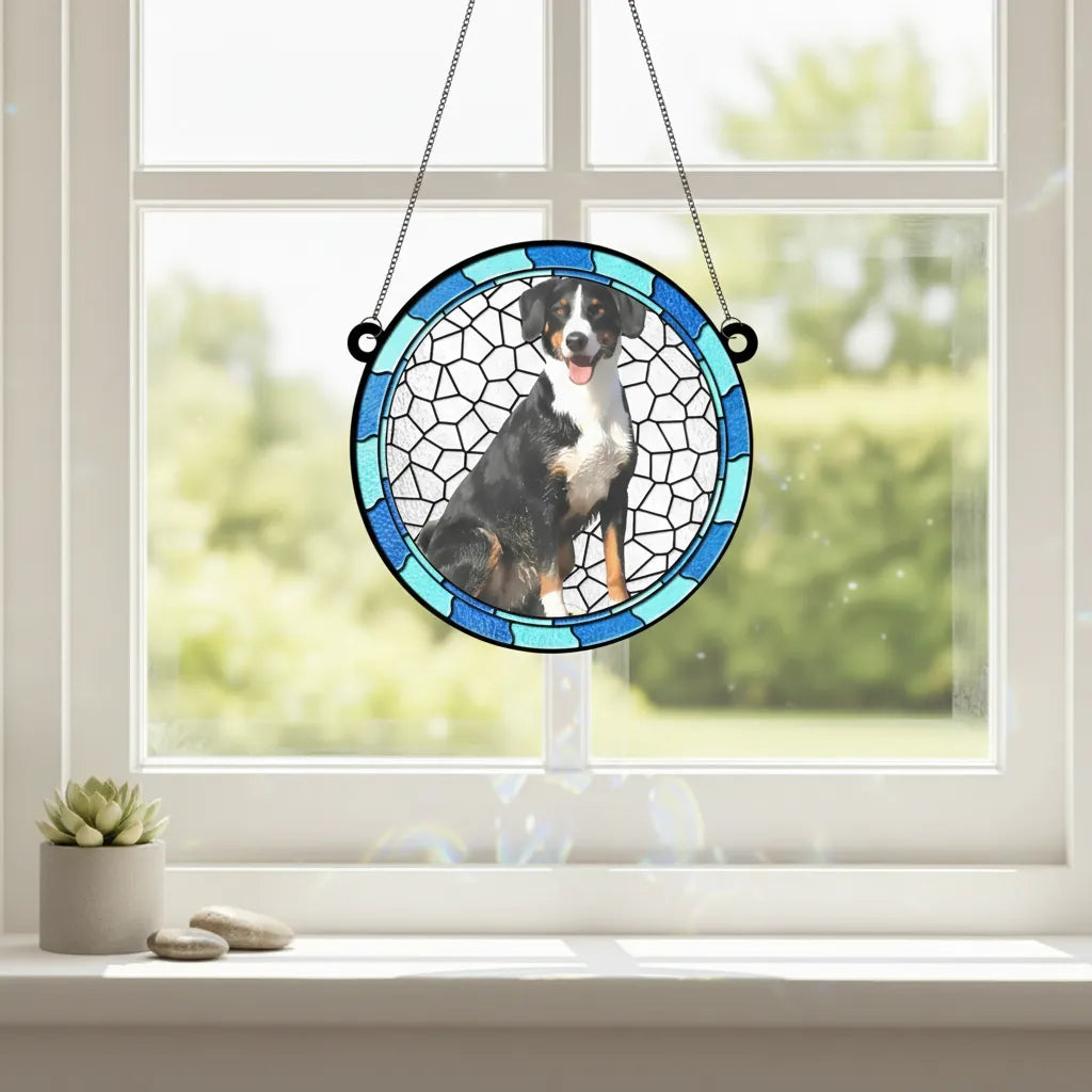 Custom Photo No Longer By My Side, But Forever In My Heart - Memorial Personalized Window Hanging Suncatcher Ornament - Sympathy Gift For Pet Owners, Pet Lovers