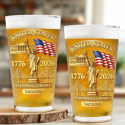 3D Effect 250th Anniversary - Personalized Beer Glass