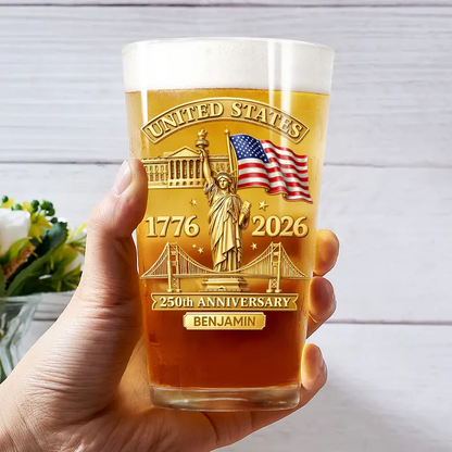 3D Effect 250th Anniversary - Personalized Beer Glass