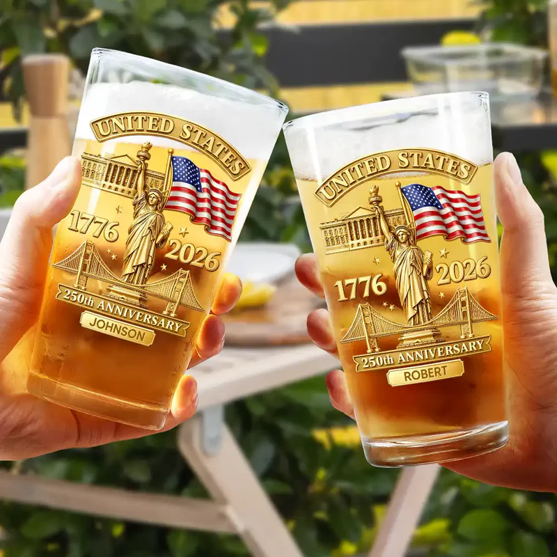 3D Effect 250th Anniversary - Personalized Beer Glass