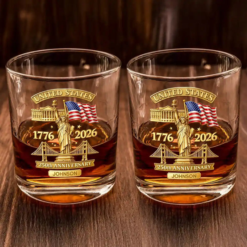 3D Effect 250th Anniversary - Personalized Whiskey Glass