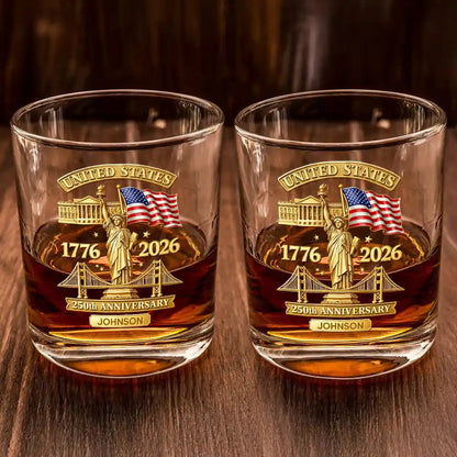3D Effect 250th Anniversary - Personalized Whiskey Glass