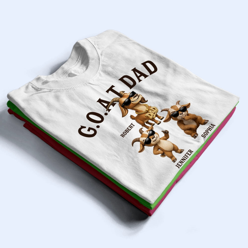 3D Effect Goat Dad And Kids - Personalized T Shirt