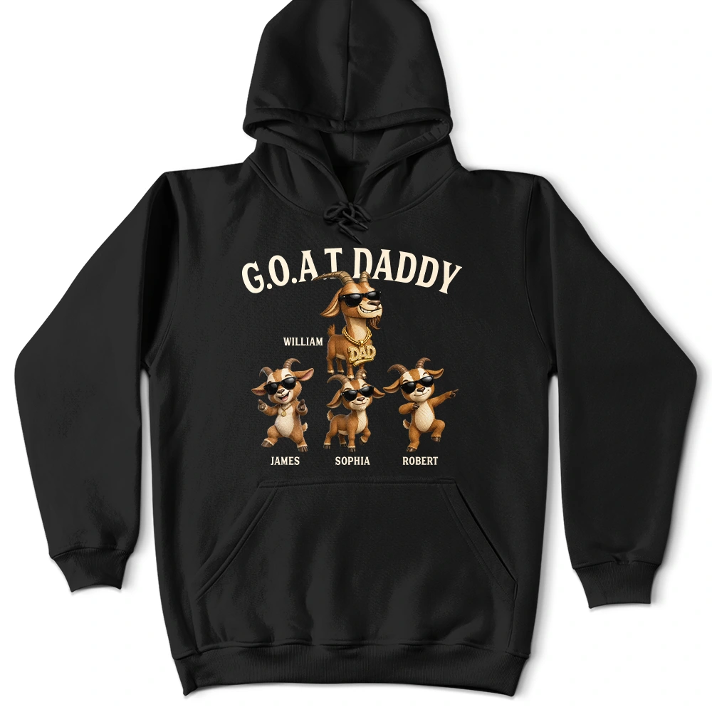 3D Effect Goat Dad And Kids - Personalized T Shirt
